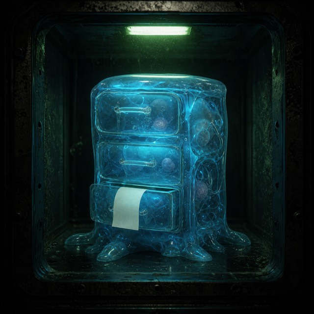 Illustrated containment portrait of The Bureaucratic Jelly.