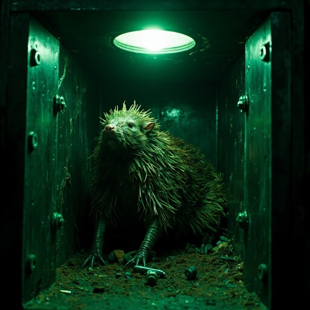 Illustrated containment portrait of The Magneto-Mole.